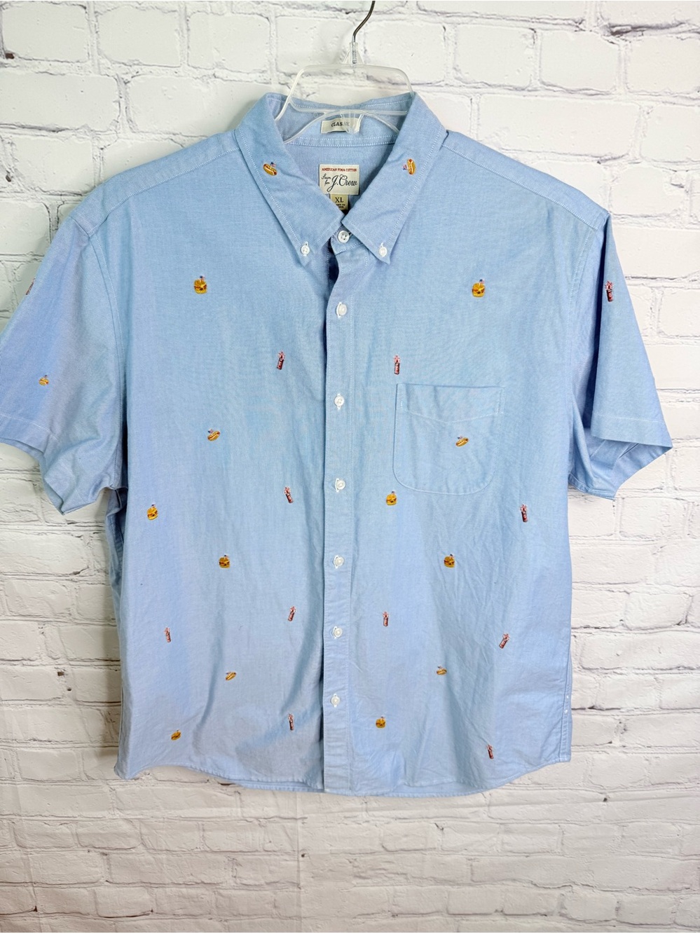 J. CREW Patriotic Blue Button Down Pima Cotton Shirt XL